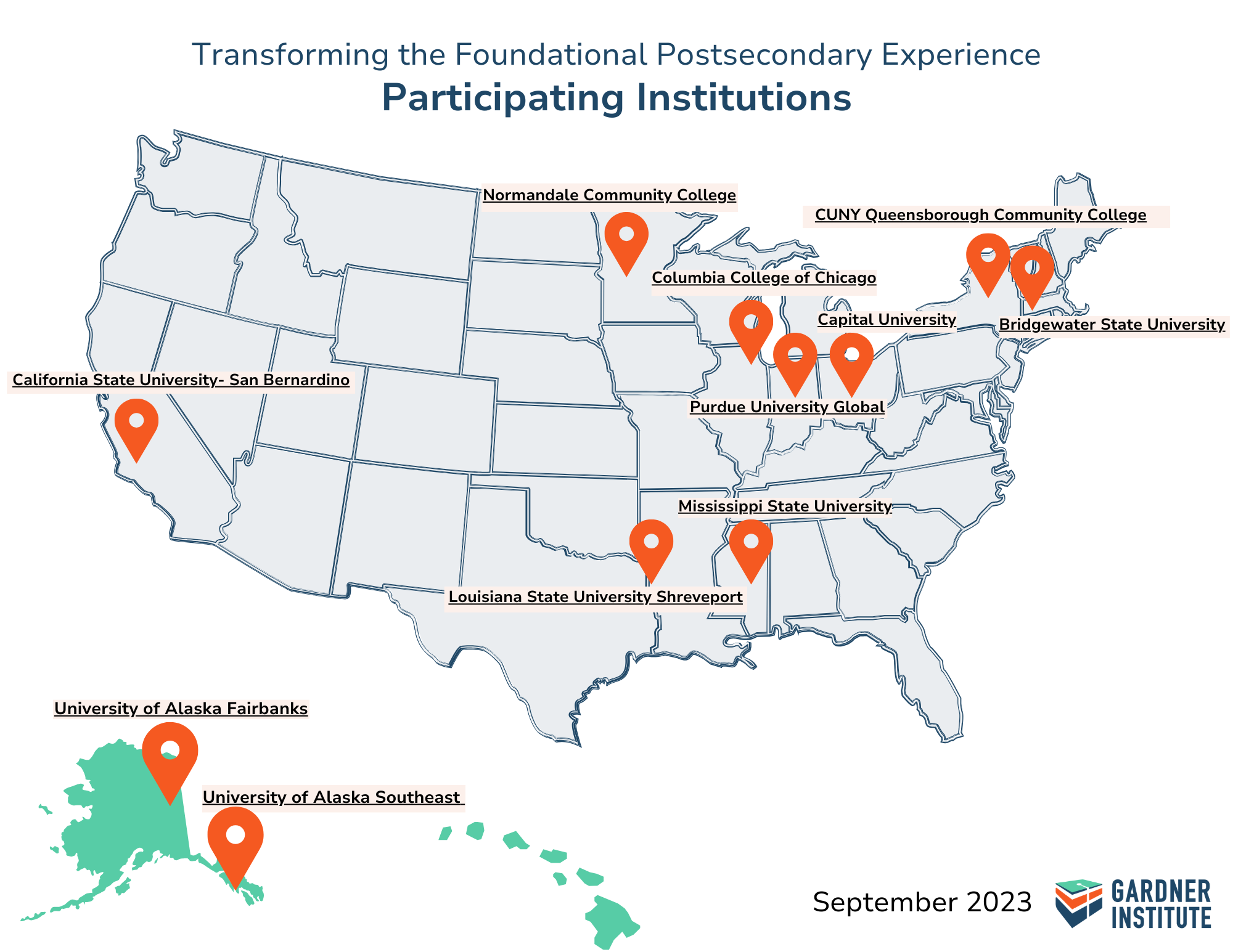 map of participating institutions