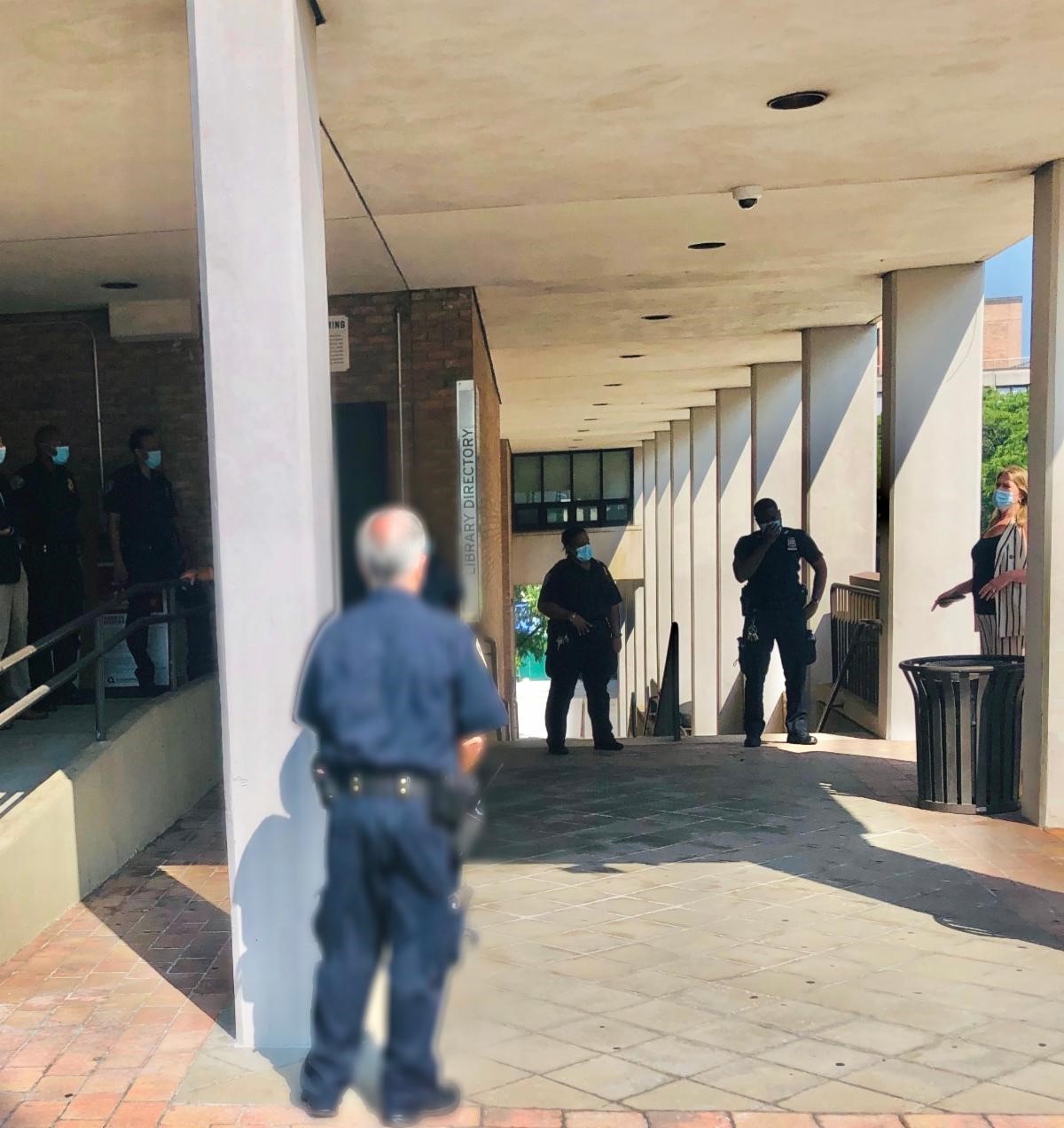 Public Safety officers on the campus of QCC