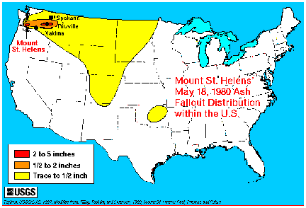 ash fall zone for Mt. St. Helens, 1980