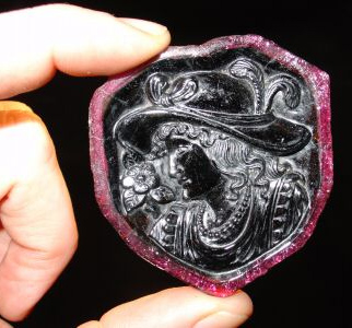 carved tourmaline slice by Wallace Chan Hong Kong Artist Roland Scal