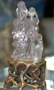 carved morganite goddess Chinese Roland Scal