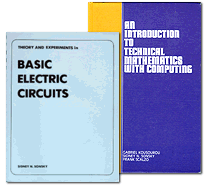 book covers for Theory and Experiments in Basic Electric Circuits and Introduction to Technical Mathematics with Computing