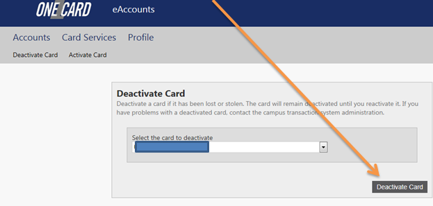 deactivate your one card image