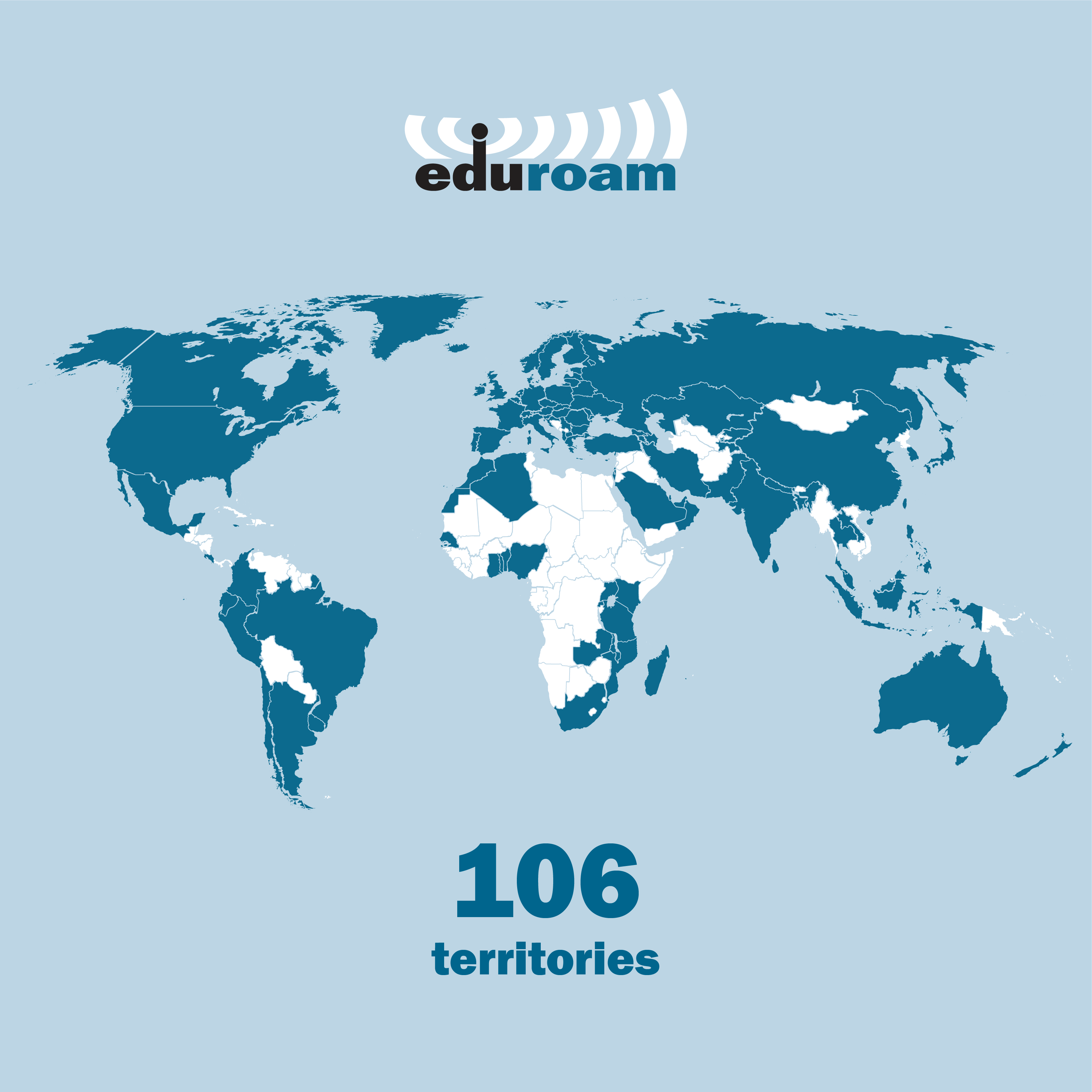 Map of world-wide eduroam availability