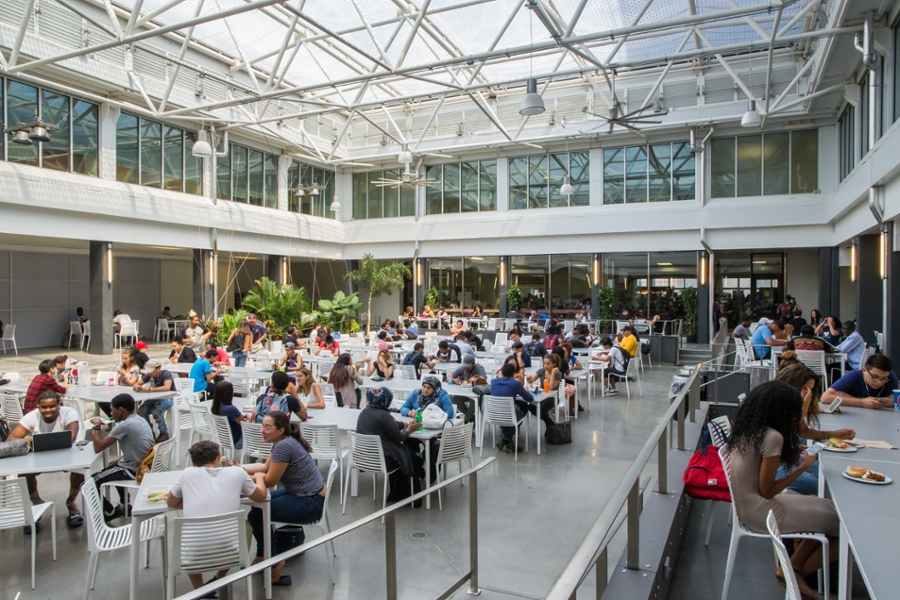 The new Science Atrium with students