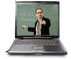 open laptop with instructor