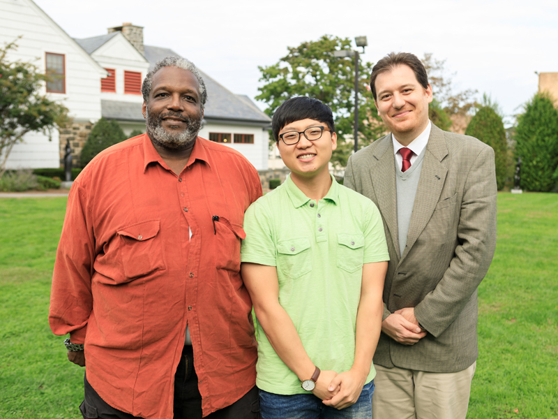 Professor Michael Lawrence and Dr. Paul Sideris with CRSP Mentee Sung Hwan Ahn