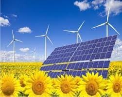 solar panel and wind turbines