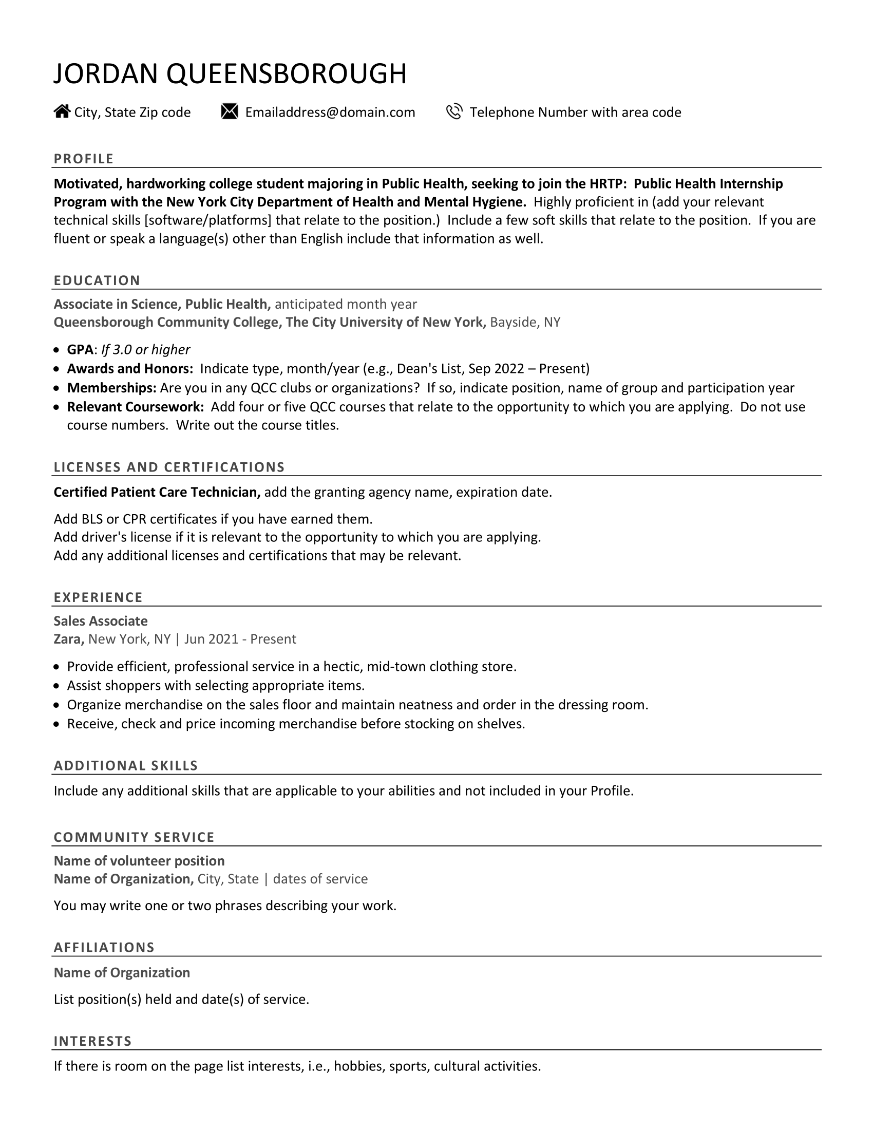 sample of a resume