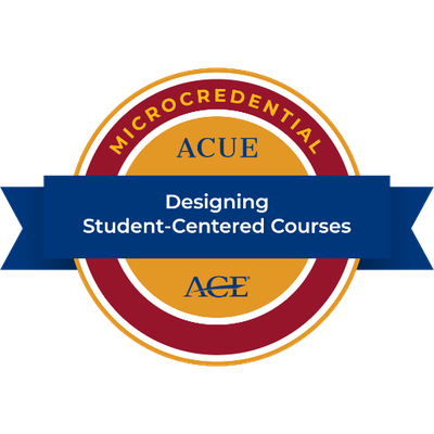 ACUE badge for designing student-centered courses