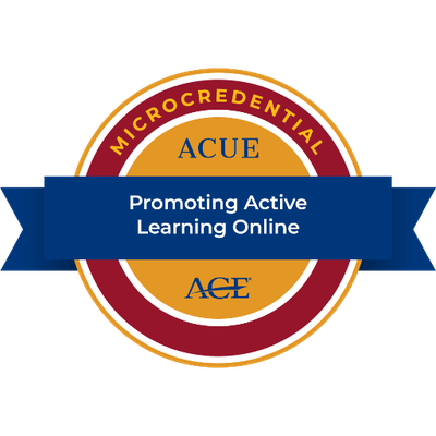 ACUE badge for inspiring active learning