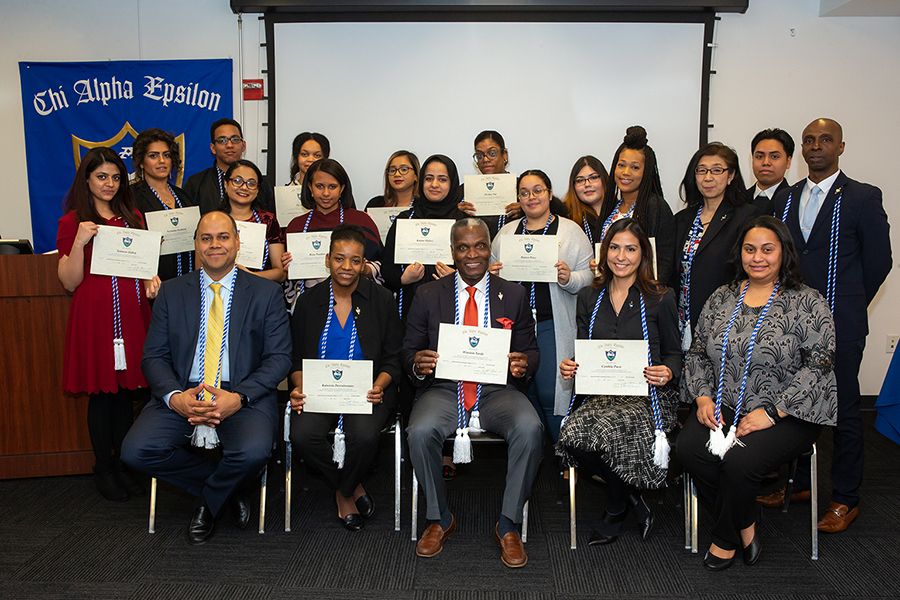 QCC College Discovery Eta Iota Chapter inductees of Chi Alpha Epsilon