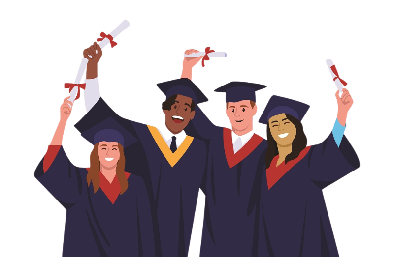 graphic of students graduating
