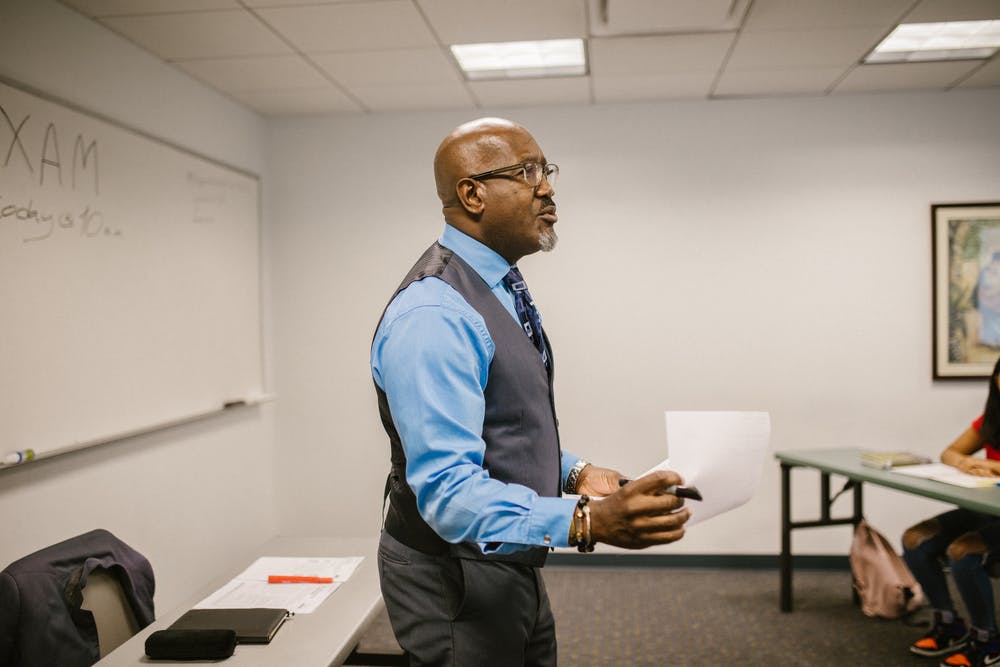Lecturer in a classroom