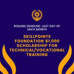 Skillpointe Foundation $1,000 Scholarship for Technical/Vocational Training