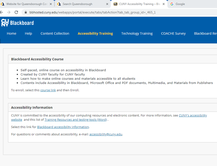 Accessibility Course on Blackboard