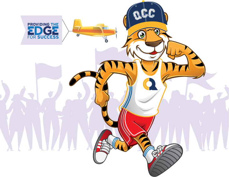 Running tiger wearing QCC hat
