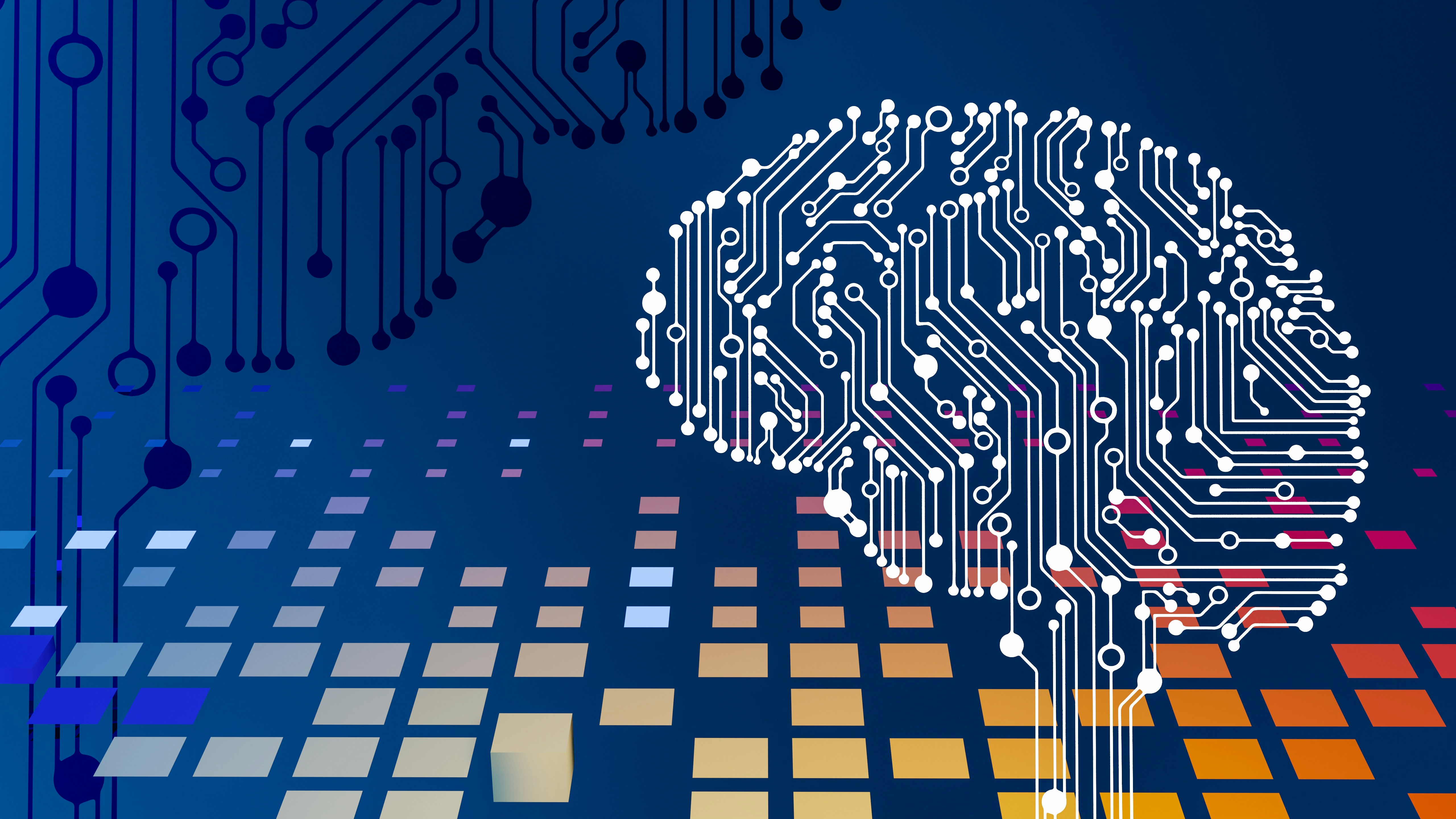 A digital illustration symbolizing artificial intelligence (AI) and technology