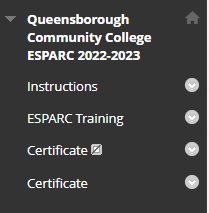 Blackboard ESPARC menu 