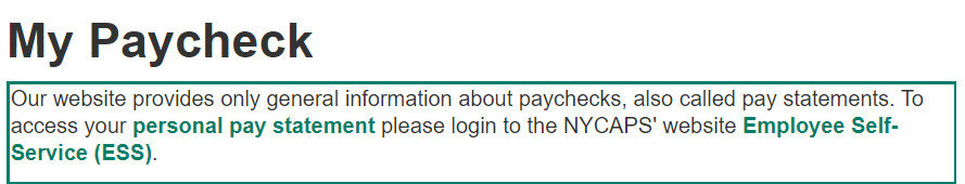 3. Select ‘Employee Self-Service’ in the narrative under the box titled “My Paycheck”