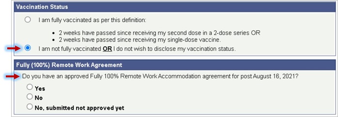 vaccination status and remote work agreement