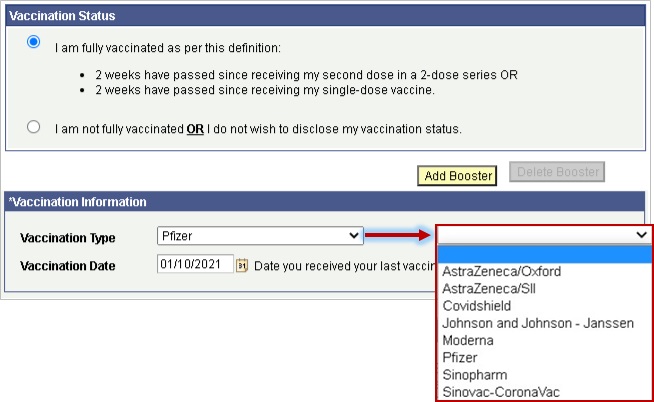 Vaccination Information prompt on CUNYFirst