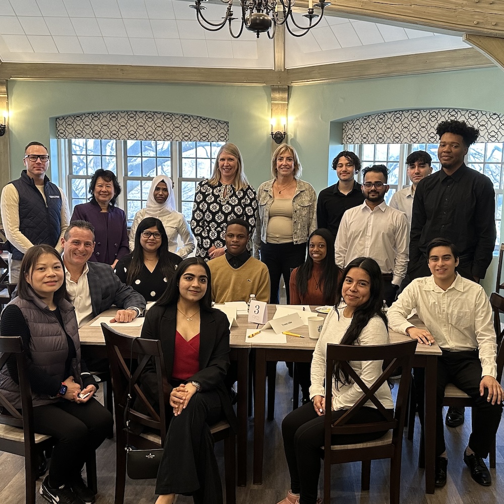 Members of the QCC Fund Inc. Board and students gathered in the Oakland Dining Room