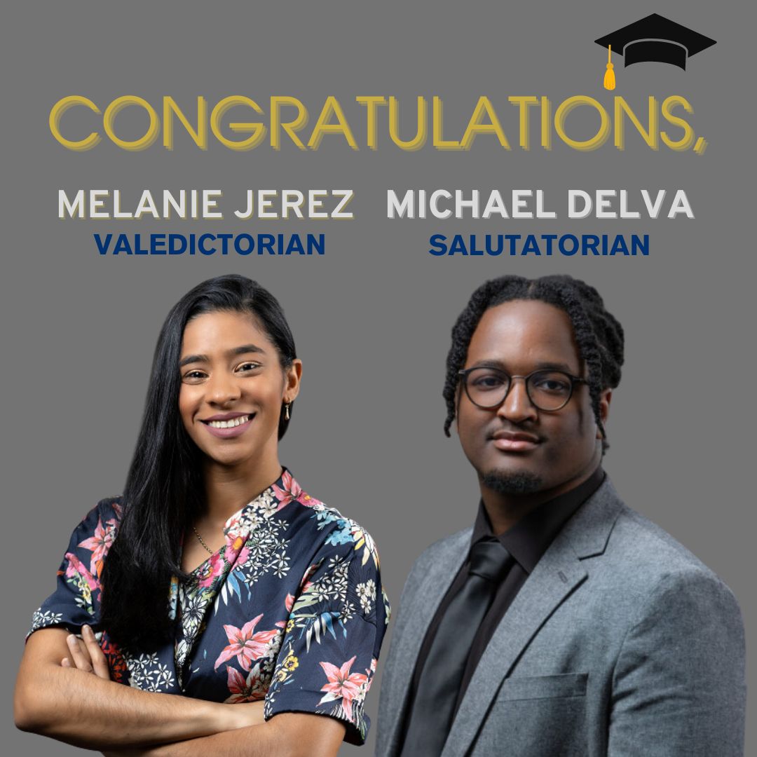 Queensborough Valedictorian Melanie Jerez and Salutatorian Michael Delva