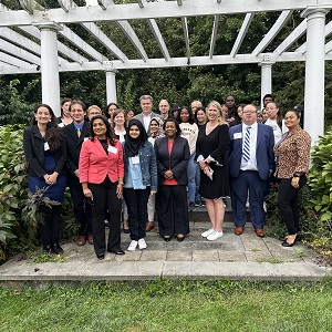 Queensborough students with President Mangino and Dr. Lall-Ramnarine