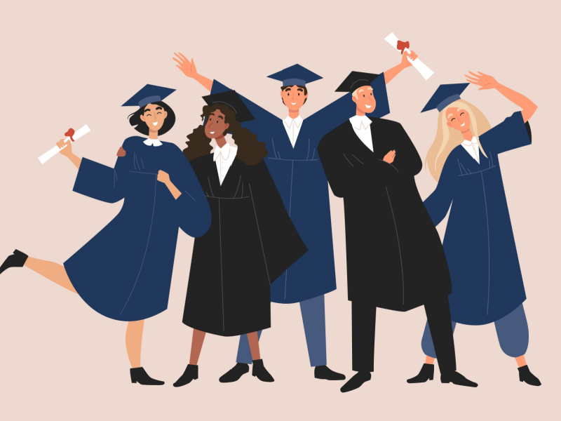 graphic of graduating students