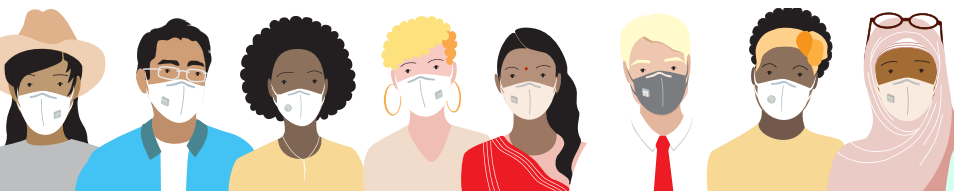 graphic of students wearing masks