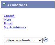 Academics Section menu displaying other academics drop-down selector