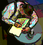 animated gif of writer at a desk