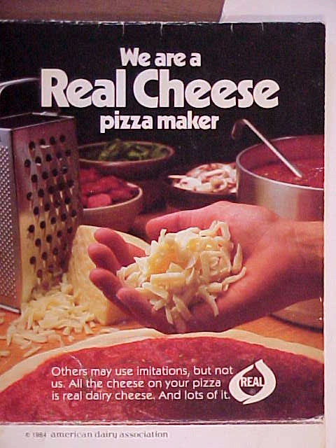 advertisement for real cheese pizza