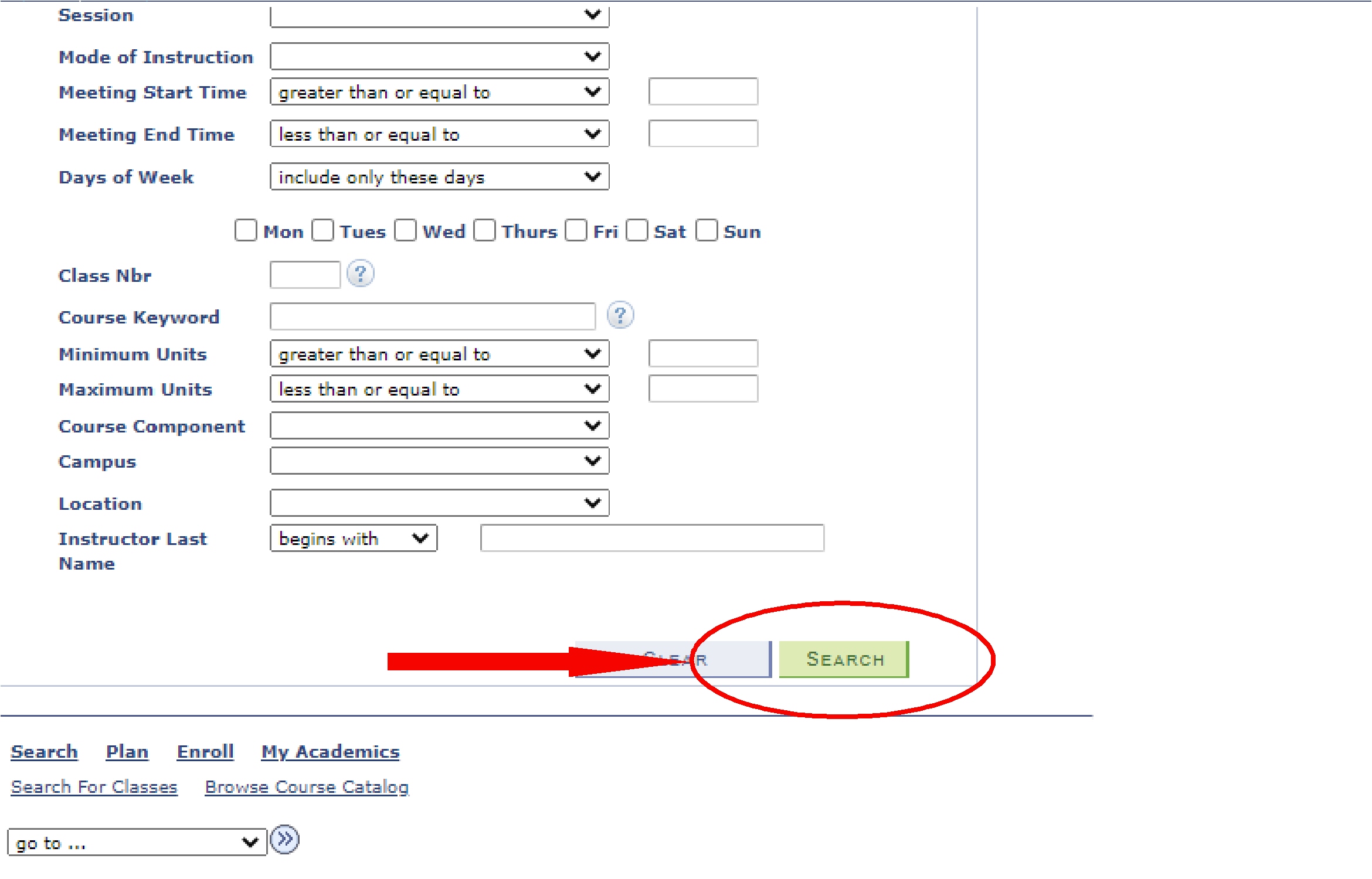 Submit button location with arrow overlay pointing to the button.