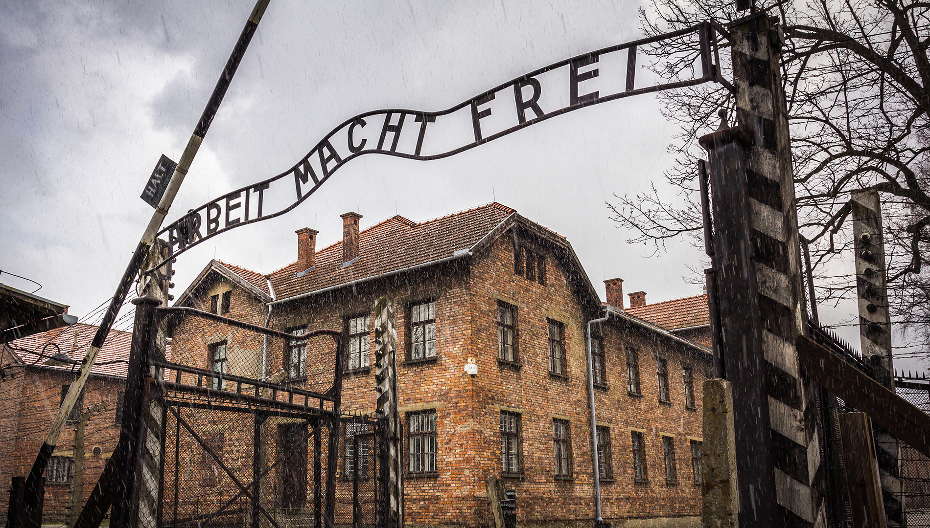 ARBEIT MACHT FREI, Auschwitz Concentration Camp, Oswiecim, Lesser Poland, Poland, April 2015