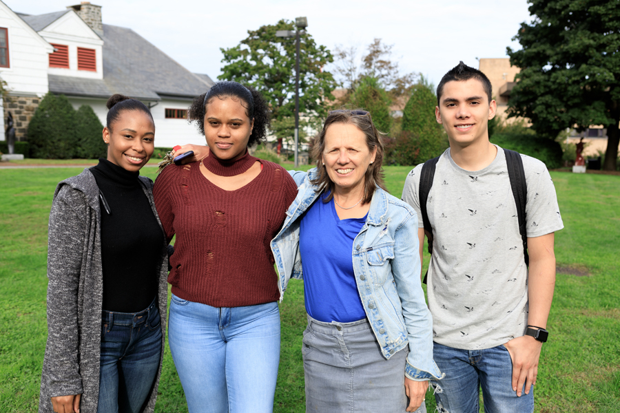 Dr. Monica Trujillo with CRSP Mentees Altagracia Lopez; Tia Robinson; and Juan Mesa Arango who is mentored by Dr. Naydu Carmona