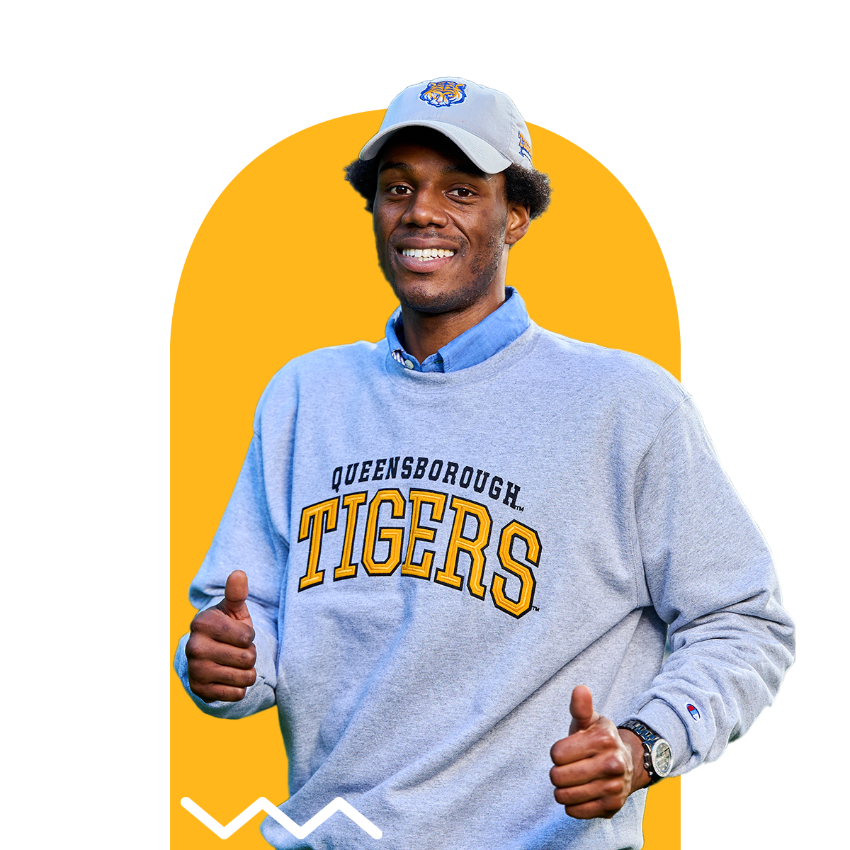 Male african american student wearing college cap and sweatshirt